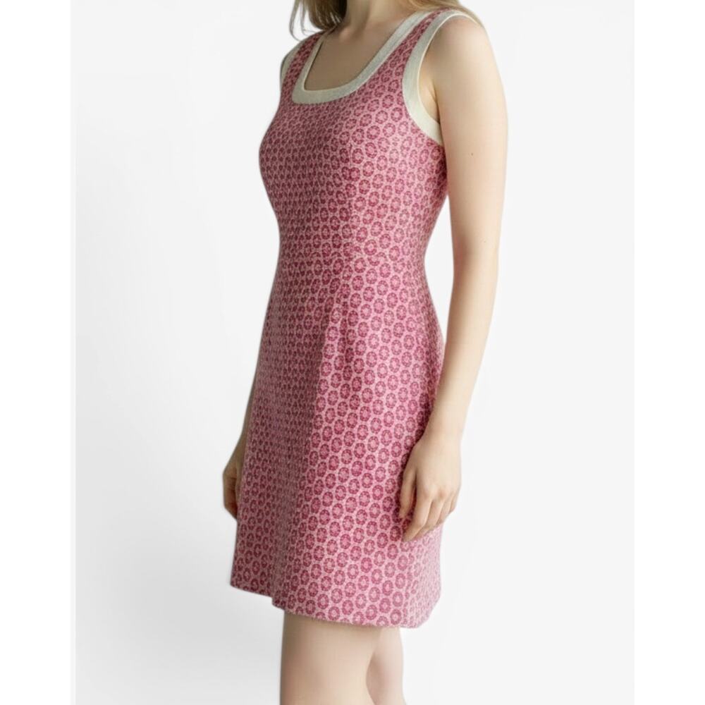 Vintage Merona Retro 60s Mod Pink Eyelet Mini Sleeveless Shift Dress Madmen Sz 6